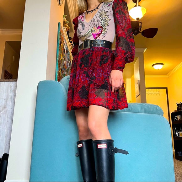 FREE PEOPLE BALI THROUGH THE FLOWERS 2 PUECE BODYSUIT SHEER SKIRT SET - Picture 7 of 8